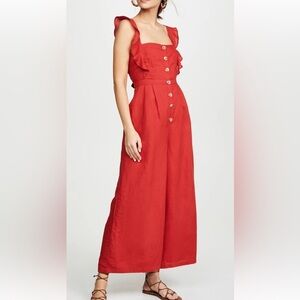 Red Carter Vibrant Red Jumpsuit with Wide-Leg Design Size XS. A48